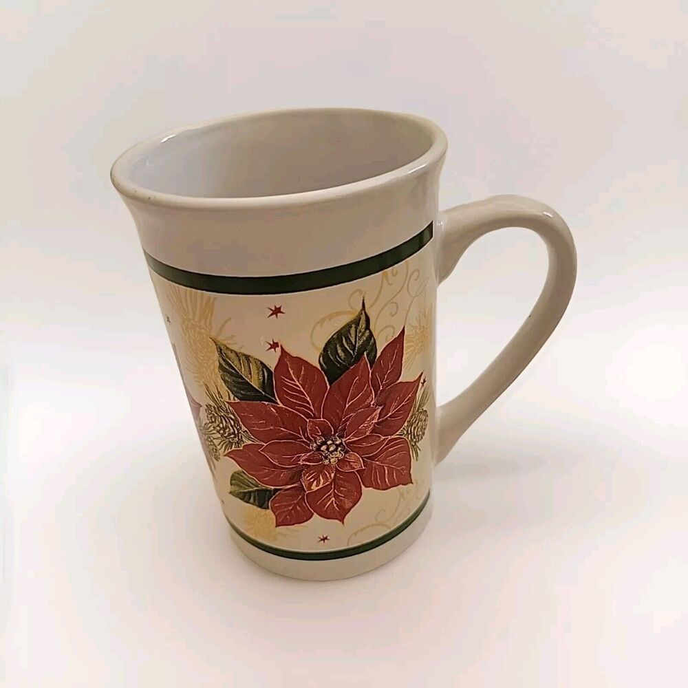 Royal Norfolk Poinsettia Coffee Mug Christmas Dishwasher Microwave Save